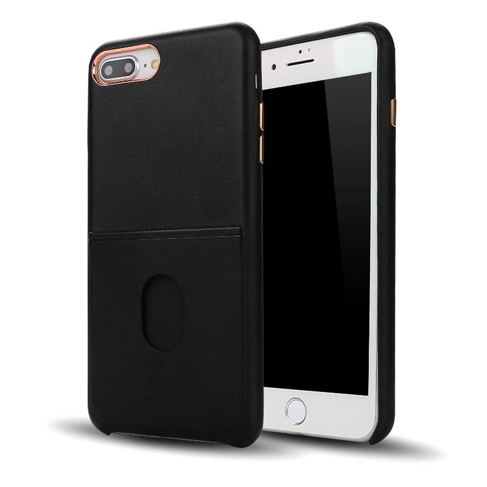 iPhone 8 Plus / 7 Plus Pro Card Slot Armor PU LEATHER Case (Black)